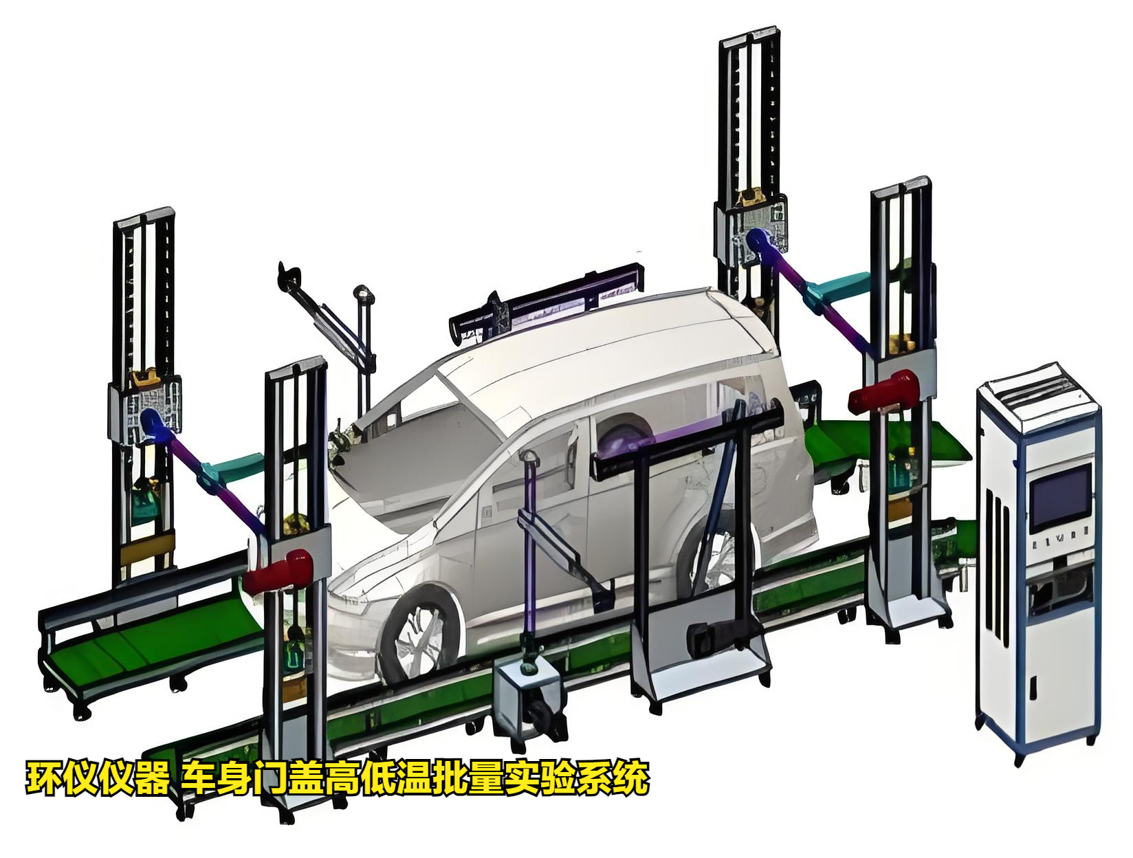 車身門蓋高低溫批量實(shí)驗(yàn)系統(tǒng)重點(diǎn)機(jī)構(gòu)設(shè)計(jì)(圖1)